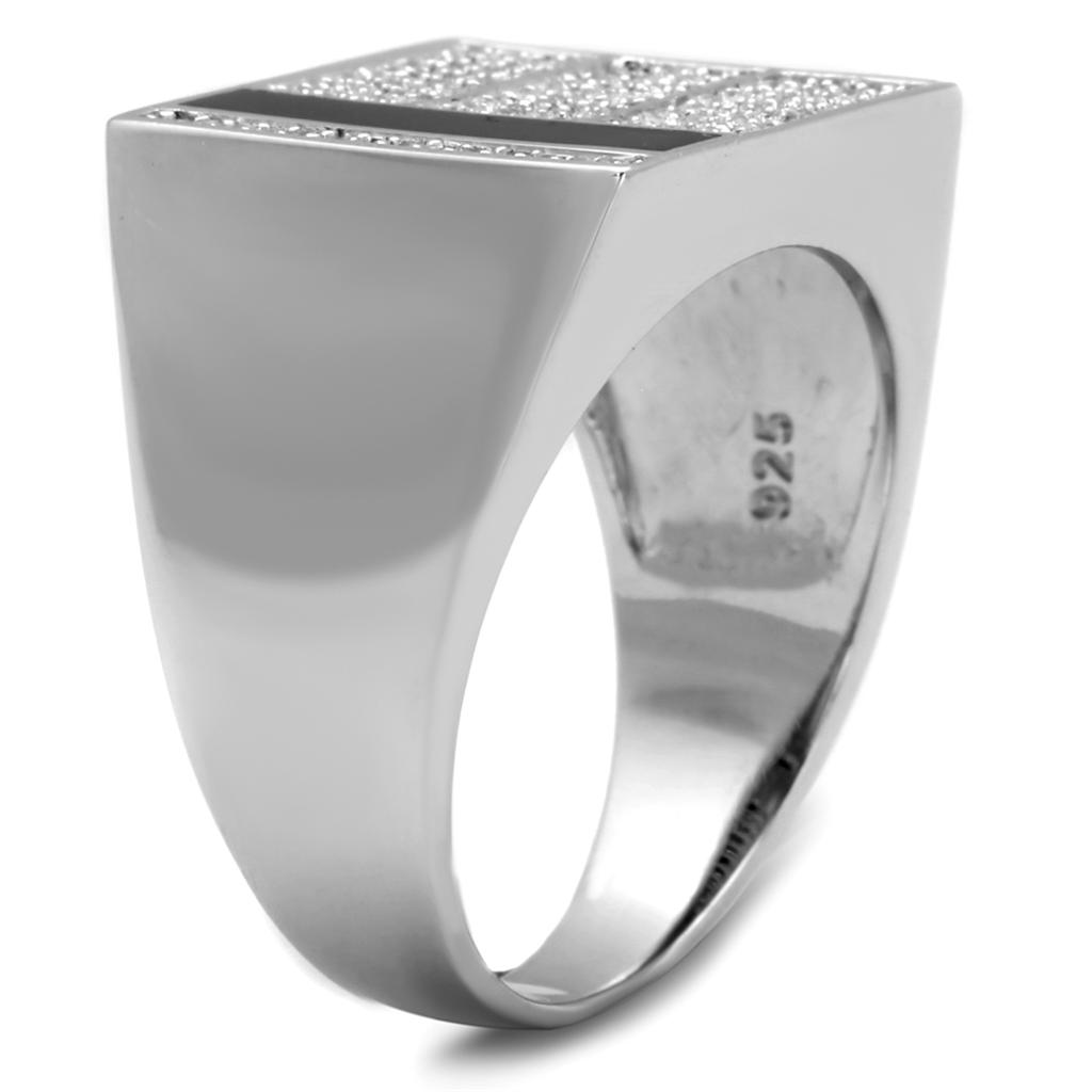 TS222 - Rhodium 925 Sterling Silver Ring with AAA Grade CZ  in Clear Alamode