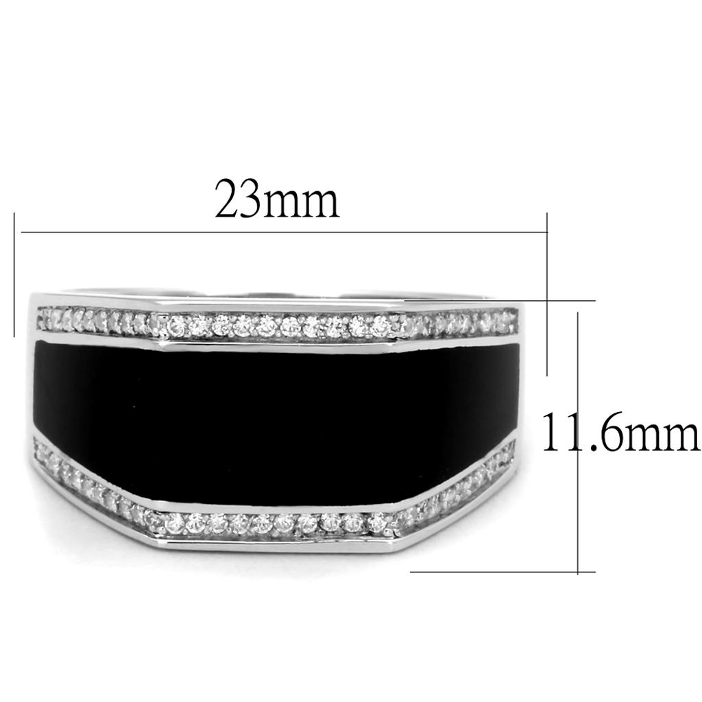 TS223 - Rhodium 925 Sterling Silver Ring with AAA Grade CZ  in Clear Alamode