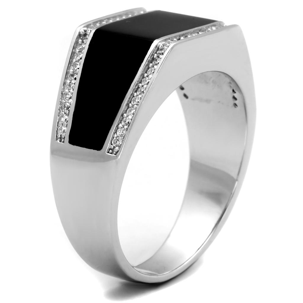 TS223 - Rhodium 925 Sterling Silver Ring with AAA Grade CZ  in Clear Alamode