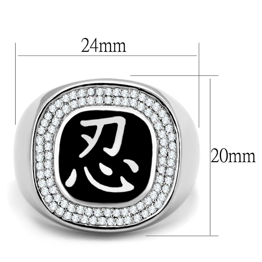 TS225 - Rhodium 925 Sterling Silver Ring with AAA Grade CZ  in Clear Alamode