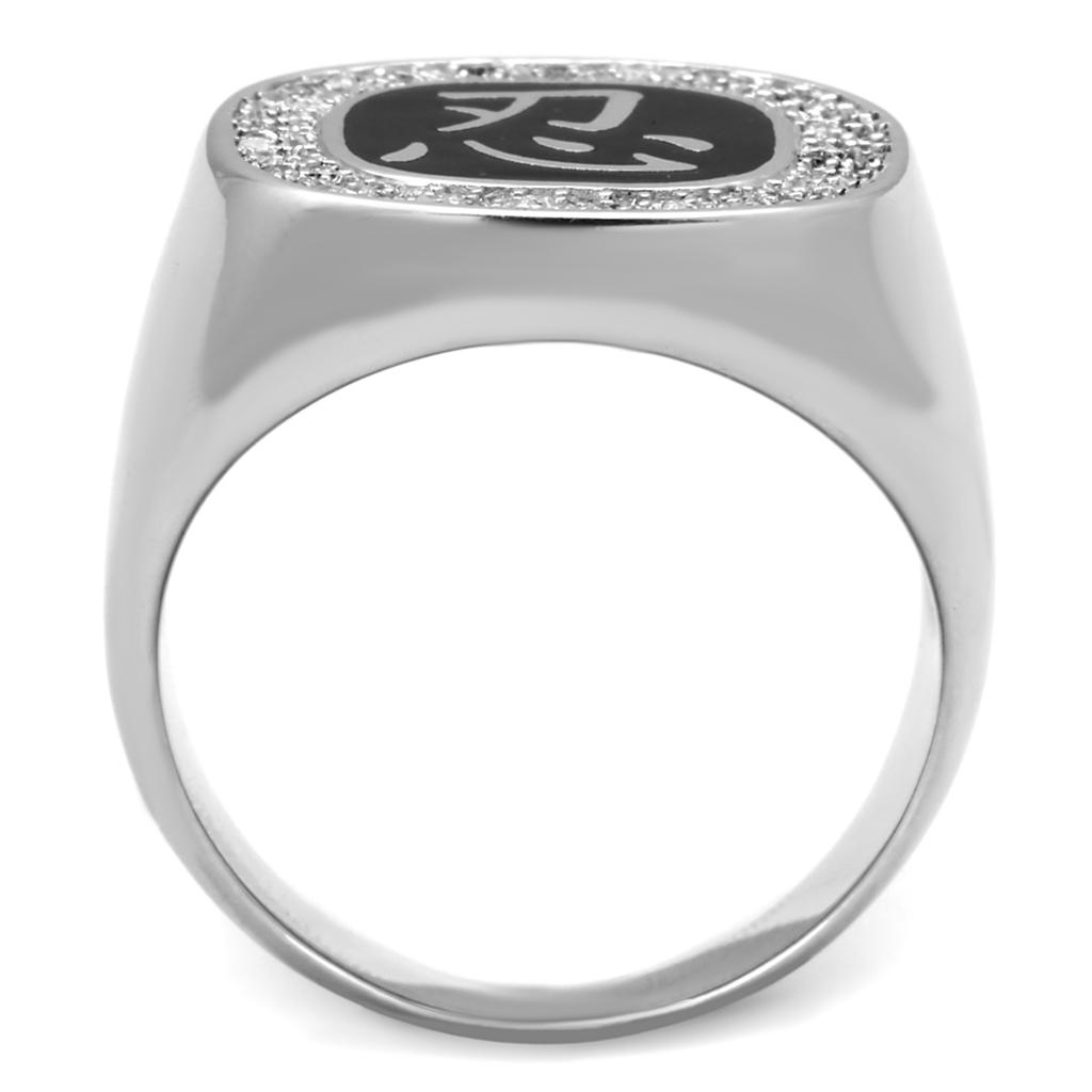 TS225 - Rhodium 925 Sterling Silver Ring with AAA Grade CZ  in Clear Alamode