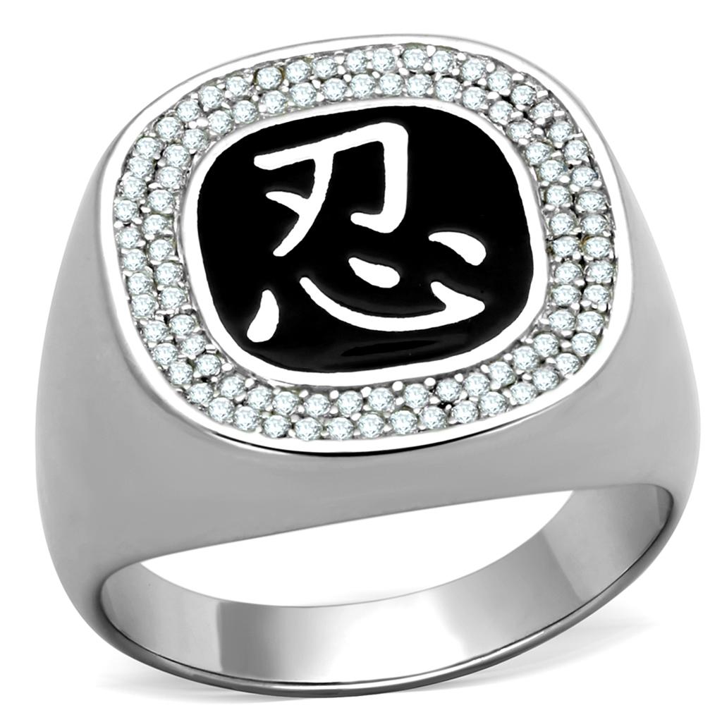 TS225 - Rhodium 925 Sterling Silver Ring with AAA Grade CZ  in Clear Alamode