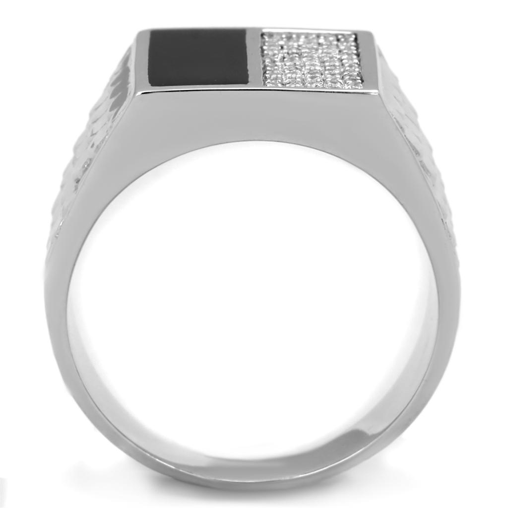 TS226 - Rhodium 925 Sterling Silver Ring with AAA Grade CZ  in Clear-2