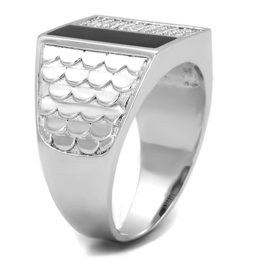 TS226 - Rhodium 925 Sterling Silver Ring with AAA Grade CZ  in Clear Alamode
