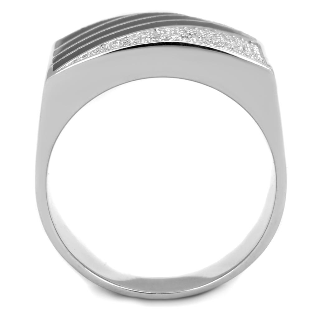 TS227 - Rhodium 925 Sterling Silver Ring with AAA Grade CZ  in Clear Alamode