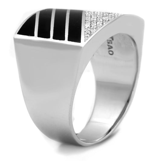 TS227 - Rhodium 925 Sterling Silver Ring with AAA Grade CZ  in Clear Alamode