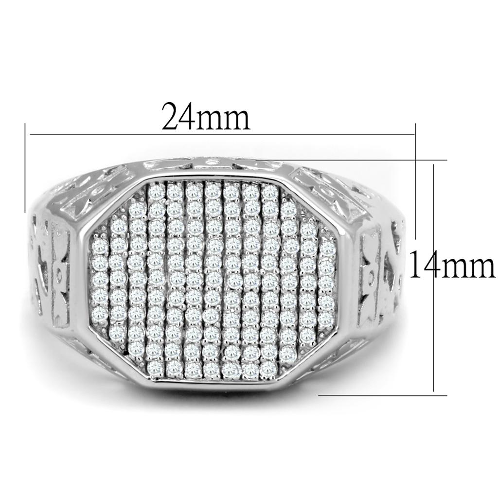 TS229 - Rhodium 925 Sterling Silver Ring with AAA Grade CZ  in Clear Alamode