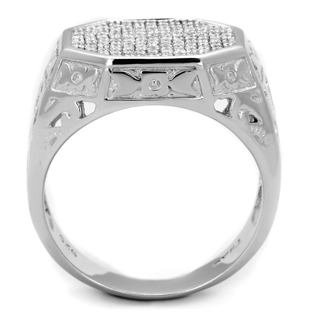 TS229 - Rhodium 925 Sterling Silver Ring with AAA Grade CZ  in Clear Alamode