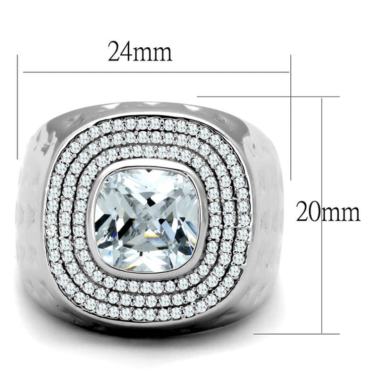 TS231 - Rhodium 925 Sterling Silver Ring with AAA Grade CZ  in Clear Alamode