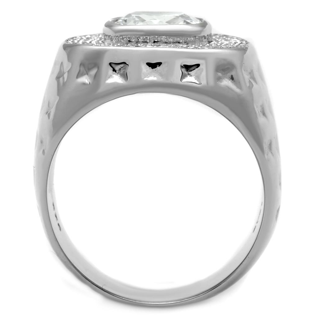 TS231 - Rhodium 925 Sterling Silver Ring with AAA Grade CZ  in Clear Alamode