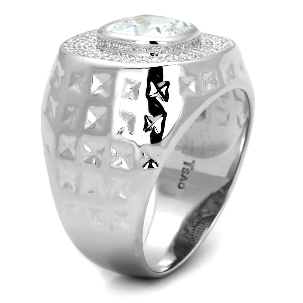 TS231 - Rhodium 925 Sterling Silver Ring with AAA Grade CZ  in Clear Alamode