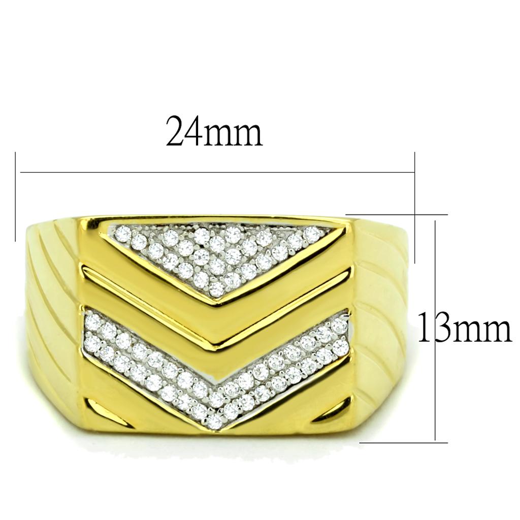TS234 - Gold+Rhodium 925 Sterling Silver Ring with AAA Grade CZ  in Clear Alamode