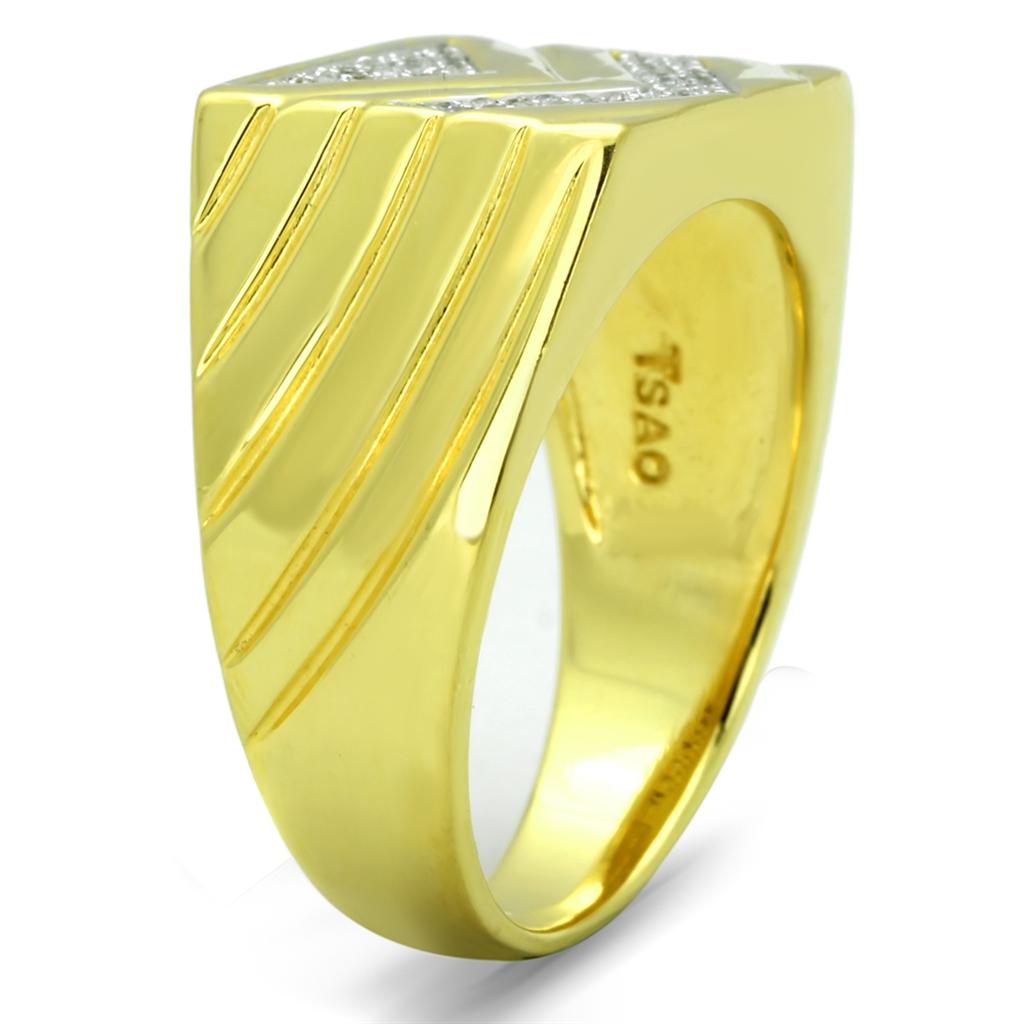 TS234 - Gold+Rhodium 925 Sterling Silver Ring with AAA Grade CZ  in Clear Alamode
