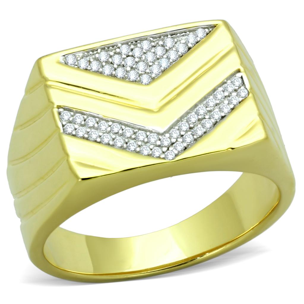 TS234 - Gold+Rhodium 925 Sterling Silver Ring with AAA Grade CZ  in Clear Alamode