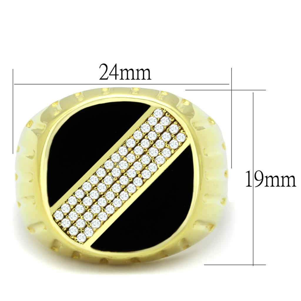 TS235 - Gold 925 Sterling Silver Ring with AAA Grade CZ  in Clear Alamode
