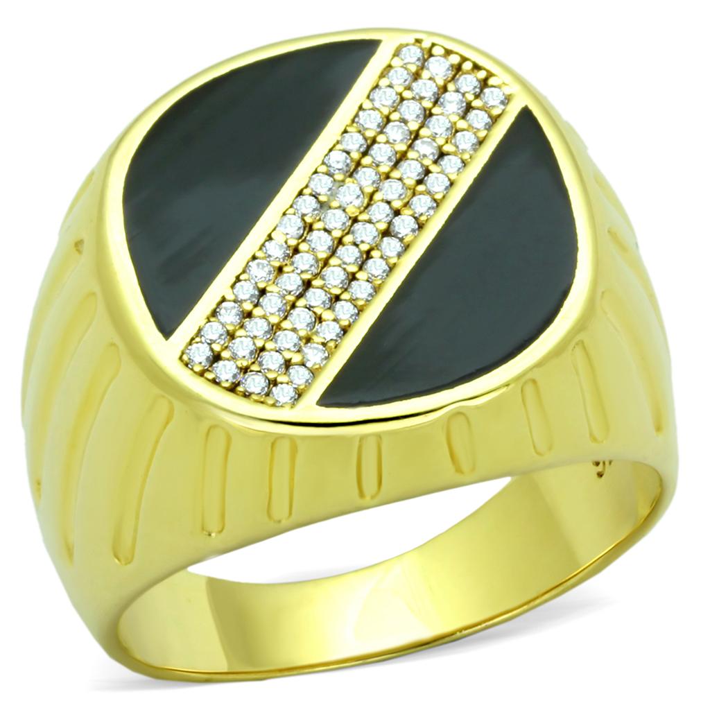 TS235 - Gold 925 Sterling Silver Ring with AAA Grade CZ  in Clear Alamode