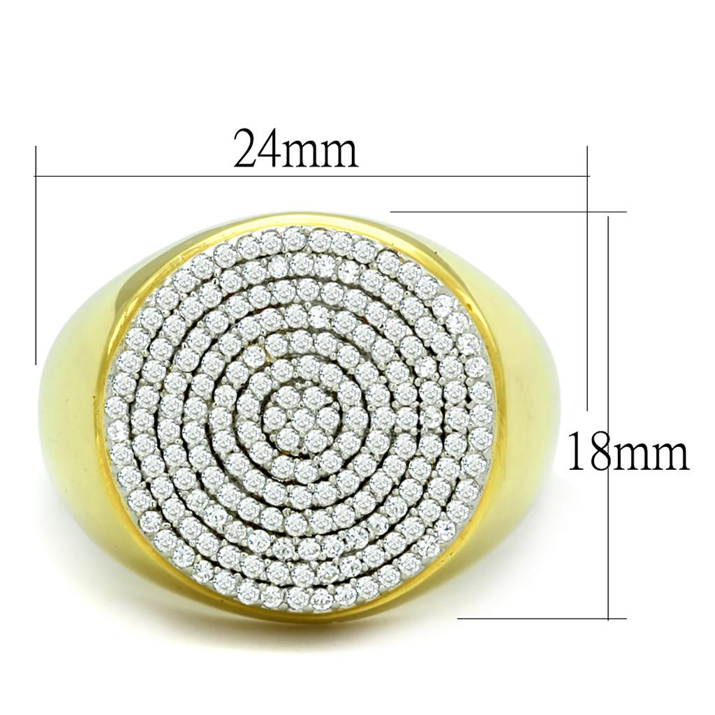 TS238 - Gold+Rhodium 925 Sterling Silver Ring with AAA Grade CZ  in Clear Alamode
