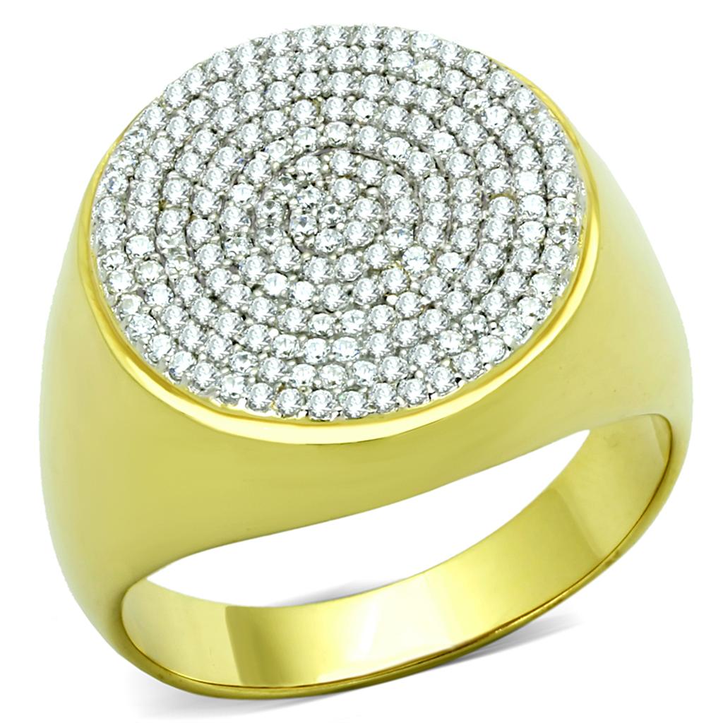 TS238 - Gold+Rhodium 925 Sterling Silver Ring with AAA Grade CZ  in Clear Alamode