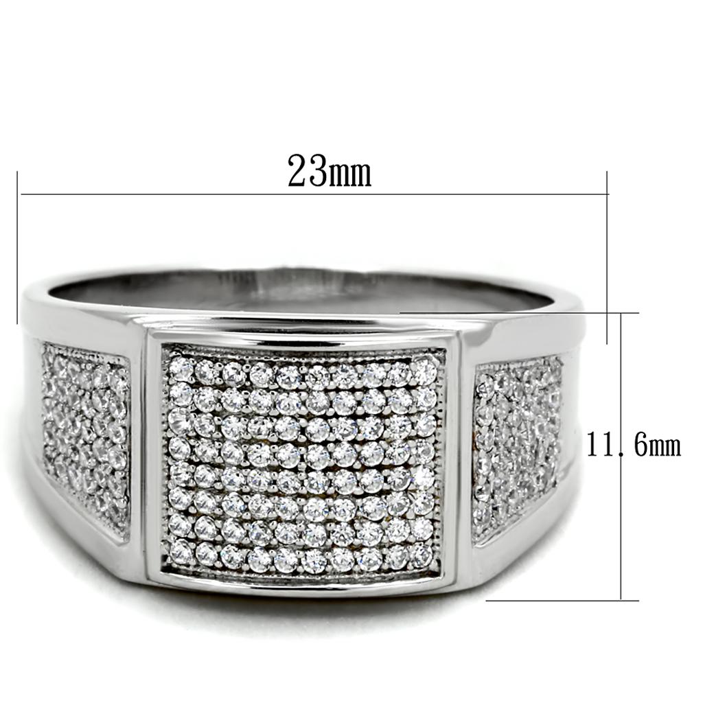 TS241 - Rhodium 925 Sterling Silver Ring with AAA Grade CZ  in Clear Alamode