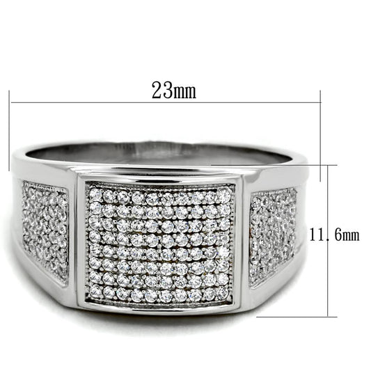 TS241 - Rhodium 925 Sterling Silver Ring with AAA Grade CZ  in Clear Alamode