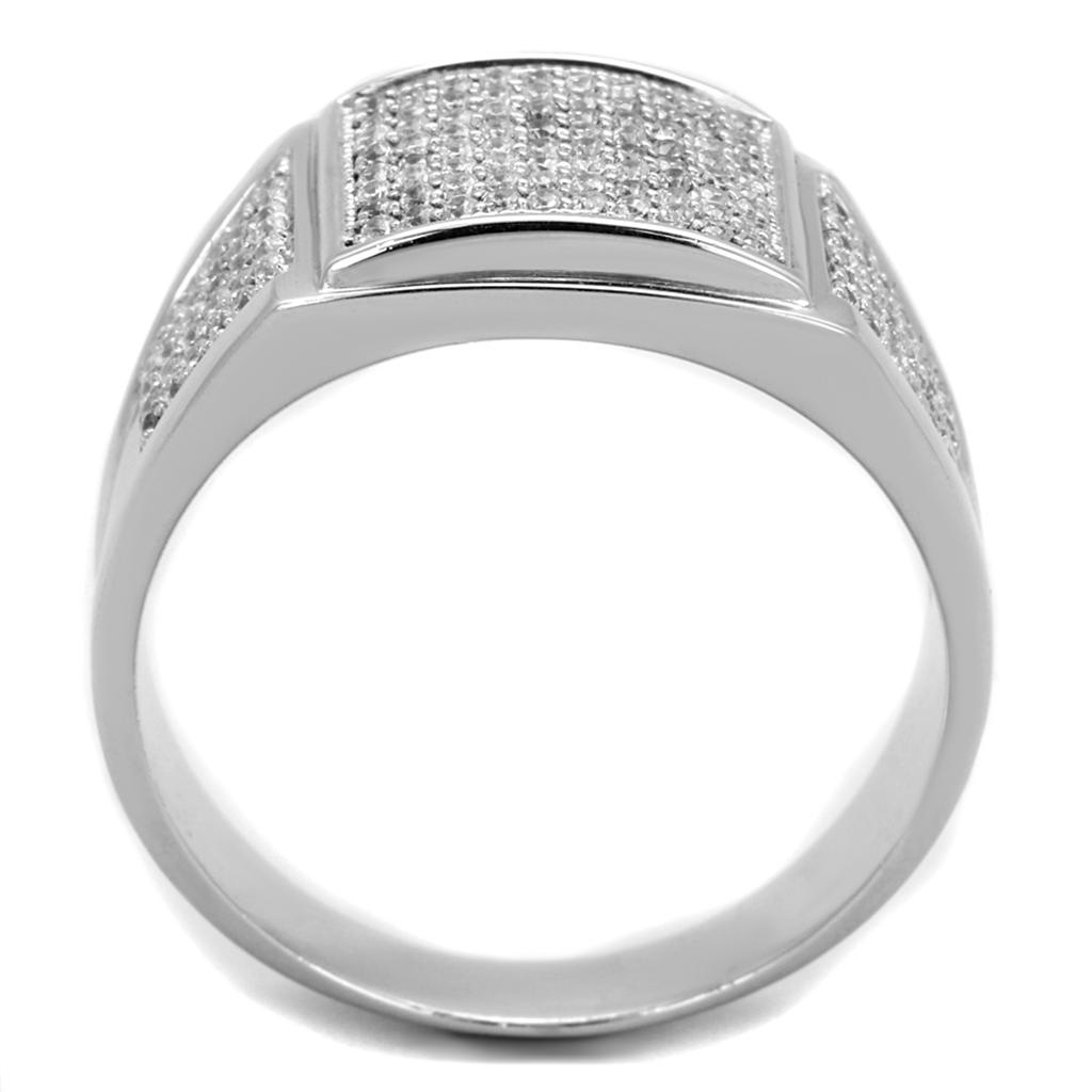 TS241 - Rhodium 925 Sterling Silver Ring with AAA Grade CZ  in Clear Alamode