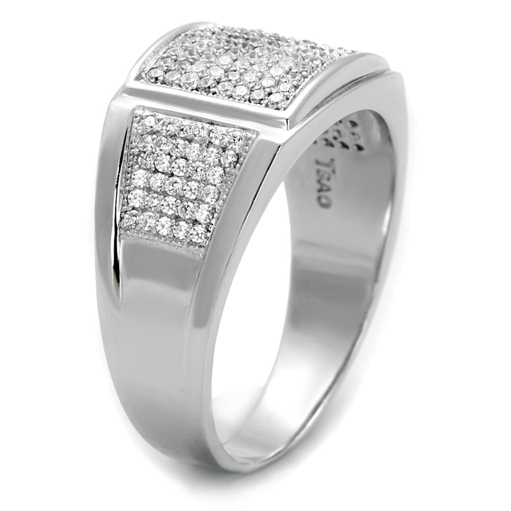 TS241 - Rhodium 925 Sterling Silver Ring with AAA Grade CZ  in Clear Alamode