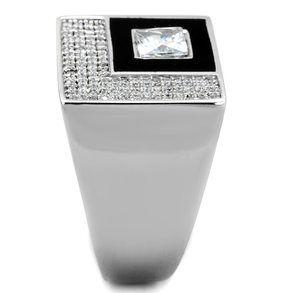 TS242 - Rhodium 925 Sterling Silver Ring with AAA Grade CZ  in Clear Alamode