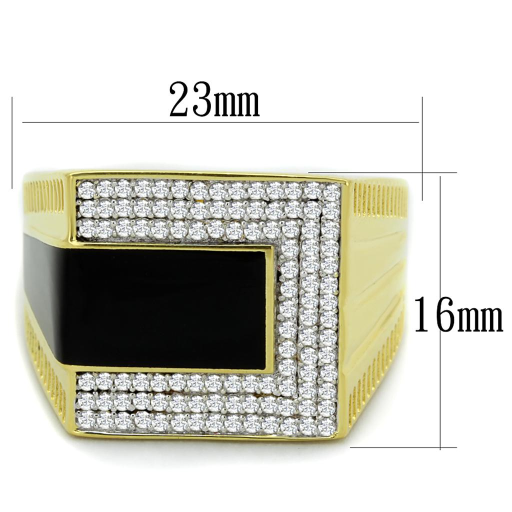 TS245 - Gold+Rhodium 925 Sterling Silver Ring with AAA Grade CZ  in Clear Alamode