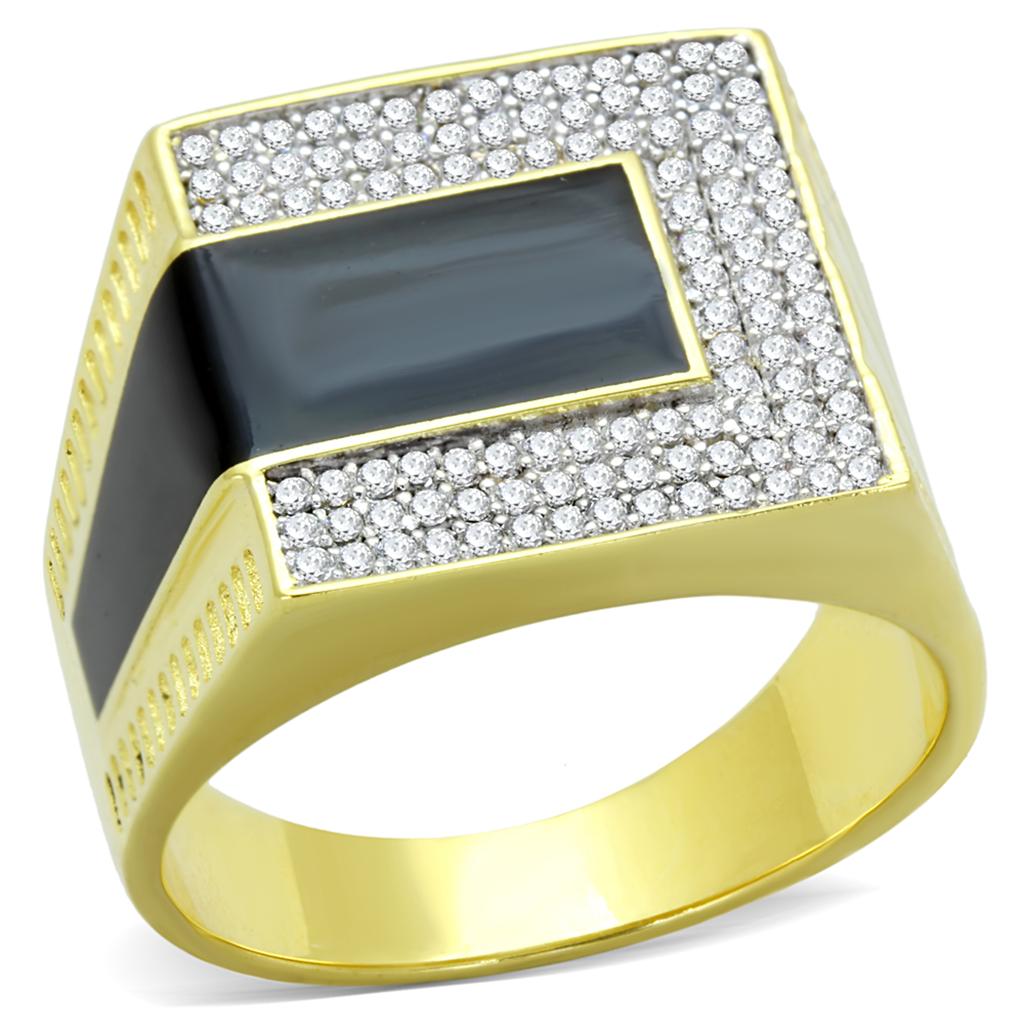 TS245 - Gold+Rhodium 925 Sterling Silver Ring with AAA Grade CZ  in Clear Alamode