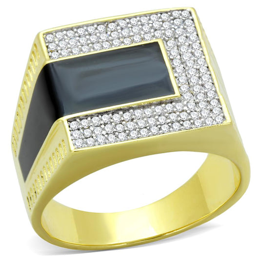 TS245 - Gold+Rhodium 925 Sterling Silver Ring with AAA Grade CZ  in Clear Alamode