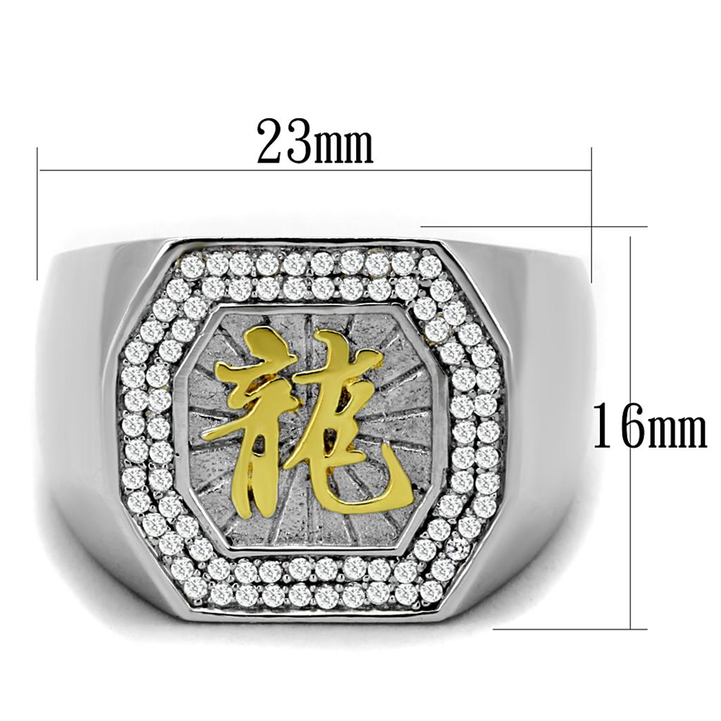 TS246 - Reverse Two-Tone 925 Sterling Silver Ring with AAA Grade CZ  in Clear Alamode