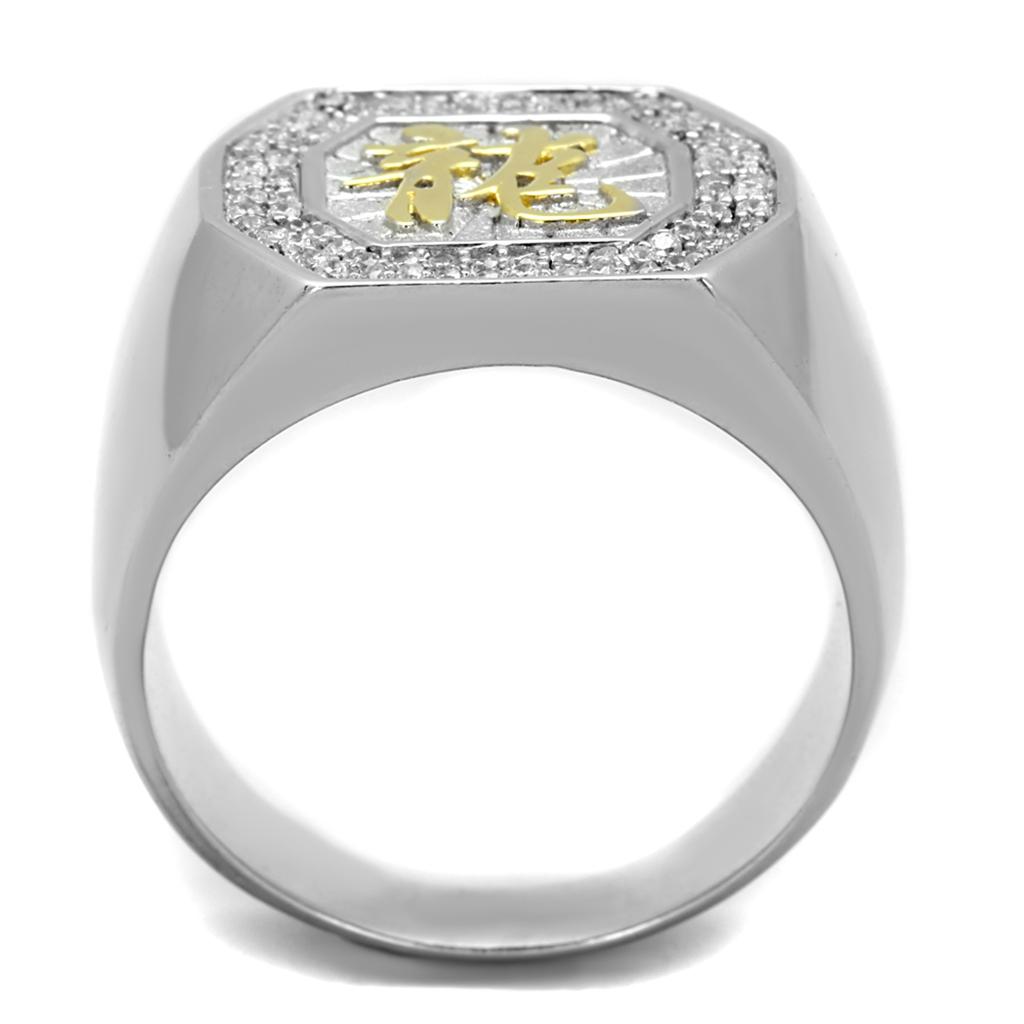 TS246 - Reverse Two-Tone 925 Sterling Silver Ring with AAA Grade CZ  in Clear Alamode