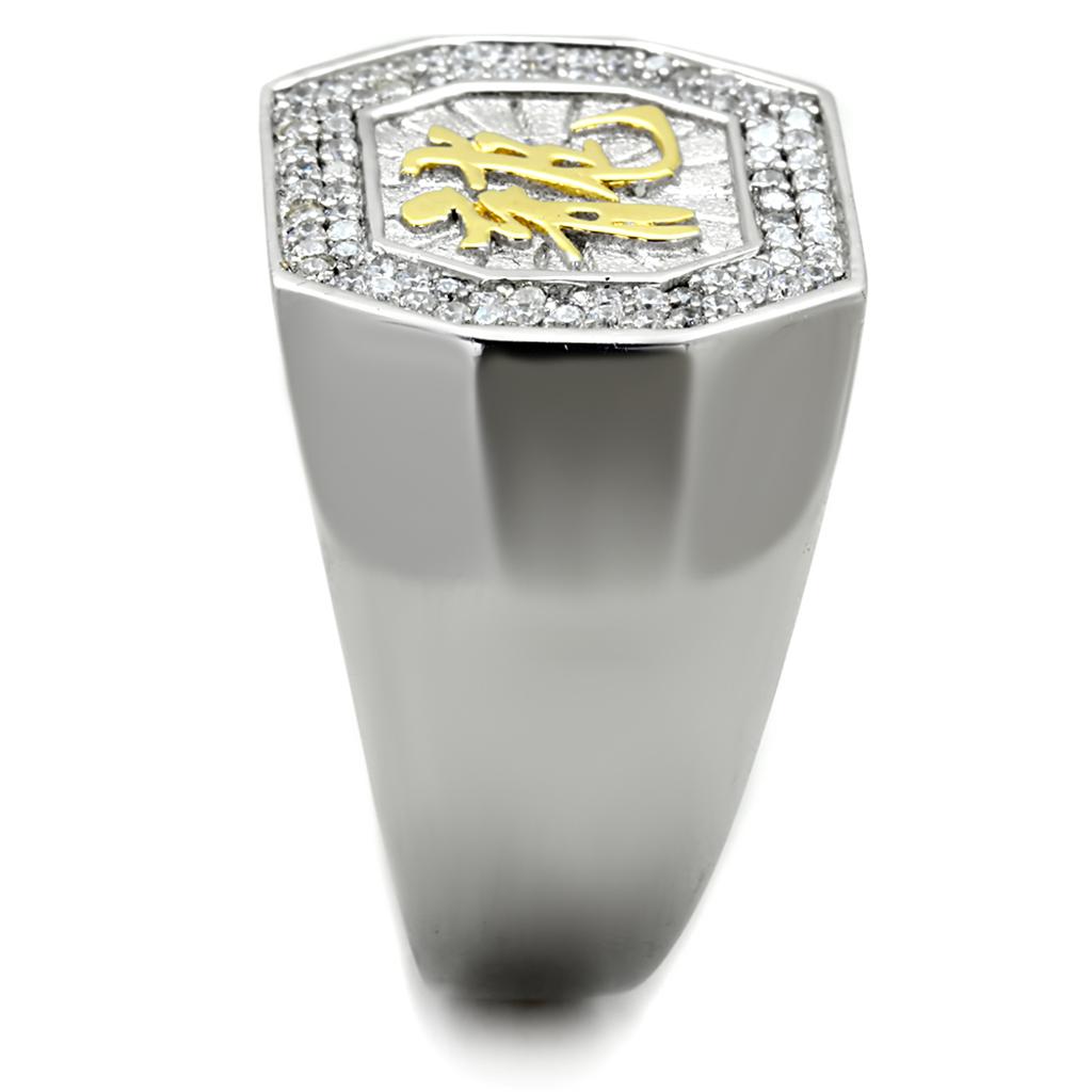 TS246 - Reverse Two-Tone 925 Sterling Silver Ring with AAA Grade CZ  in Clear Alamode