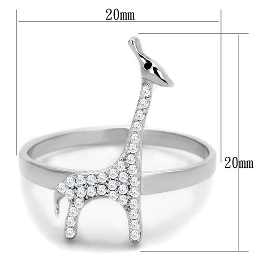 TS255 - Rhodium 925 Sterling Silver Ring with AAA Grade CZ  in Clear Alamode