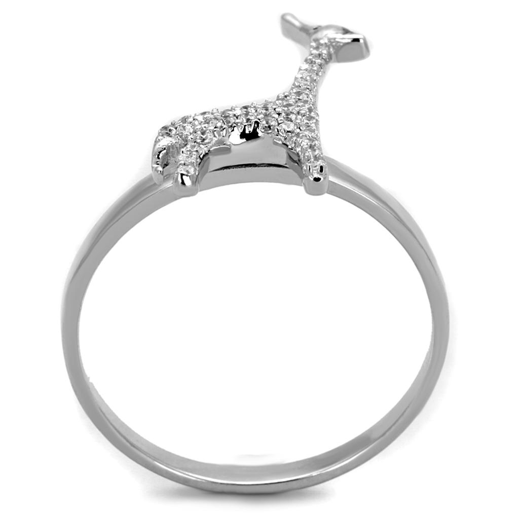 TS255 - Rhodium 925 Sterling Silver Ring with AAA Grade CZ  in Clear Alamode