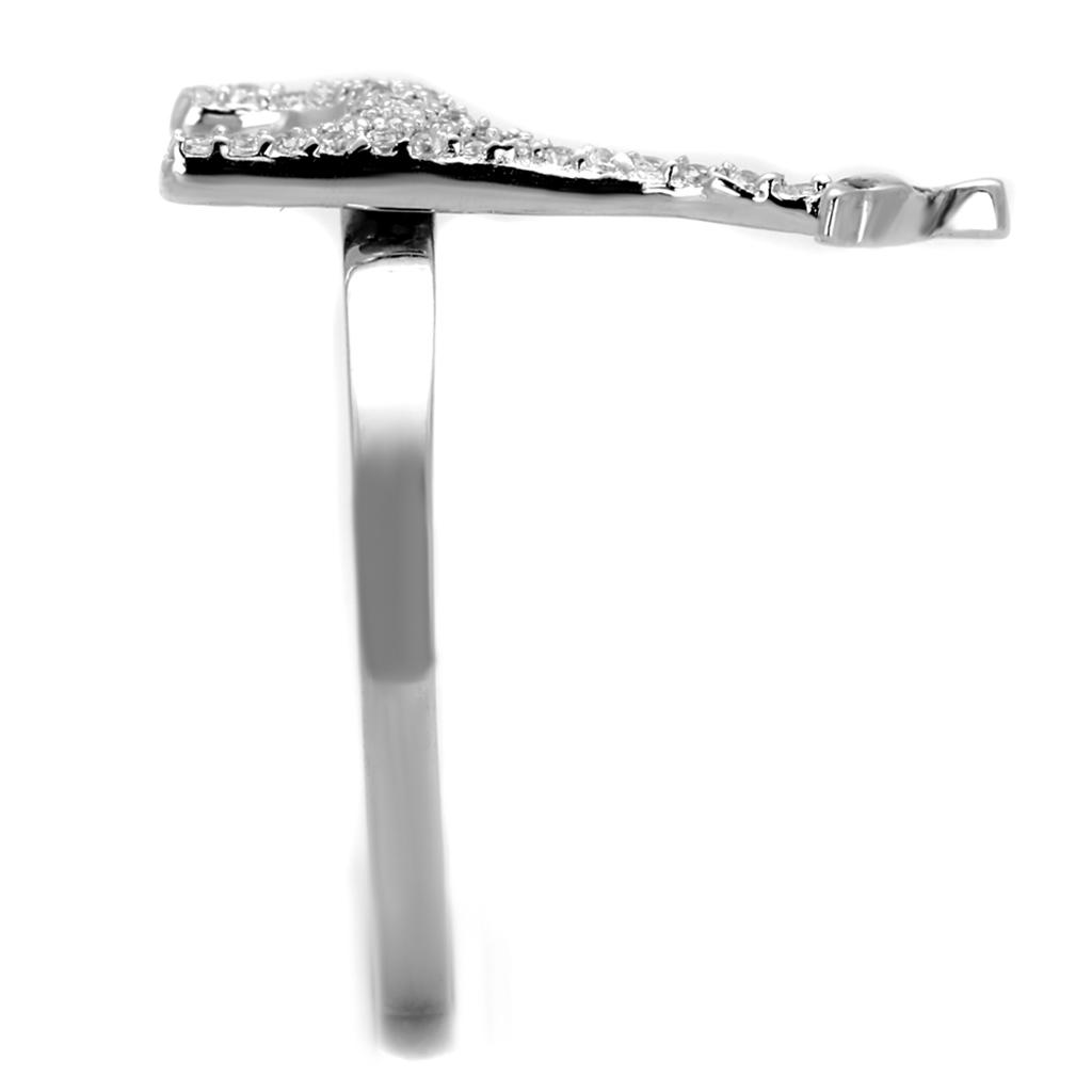 TS255 - Rhodium 925 Sterling Silver Ring with AAA Grade CZ  in Clear Alamode