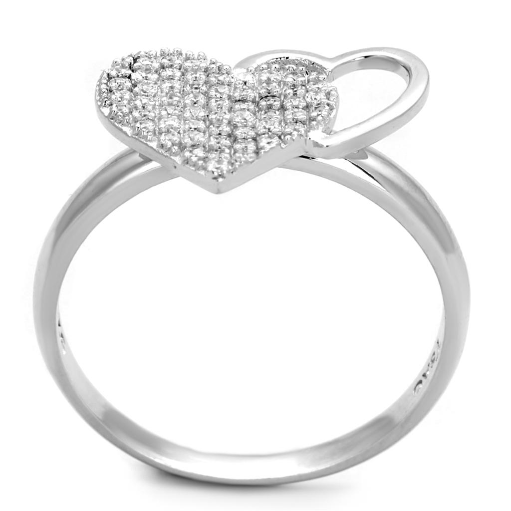 TS260 - Rhodium 925 Sterling Silver Ring with AAA Grade CZ  in Clear Alamode