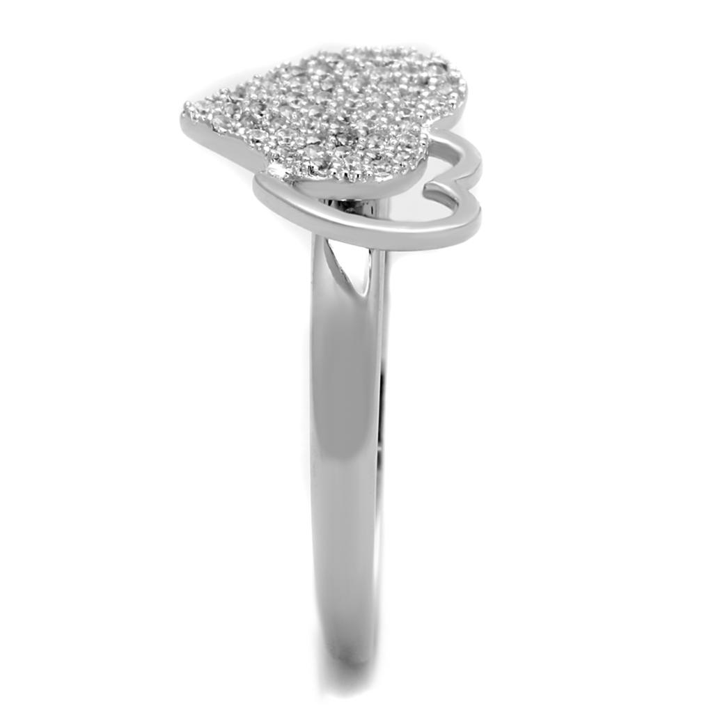 TS260 - Rhodium 925 Sterling Silver Ring with AAA Grade CZ  in Clear Alamode