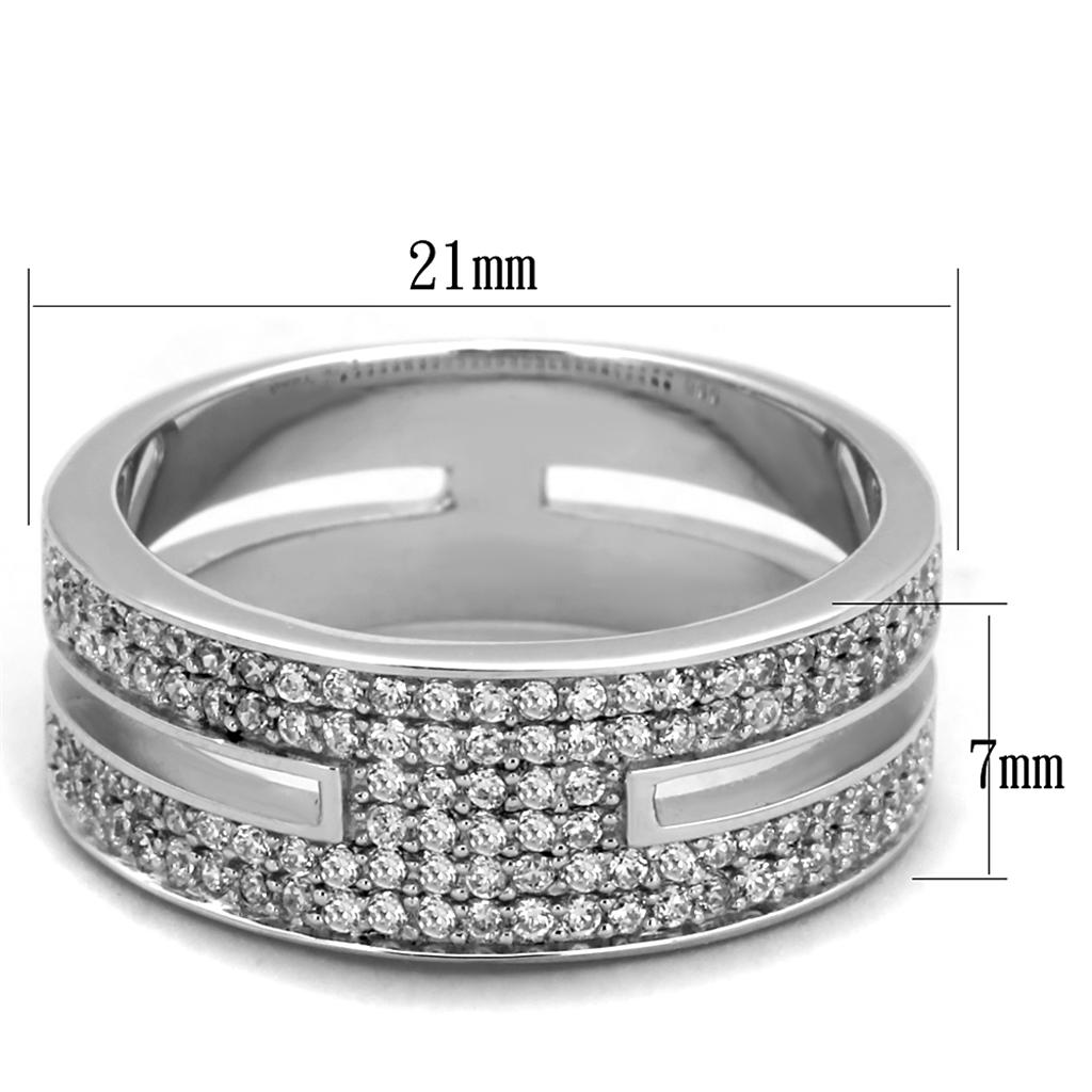 TS273 - Rhodium 925 Sterling Silver Ring with AAA Grade CZ  in Clear Alamode