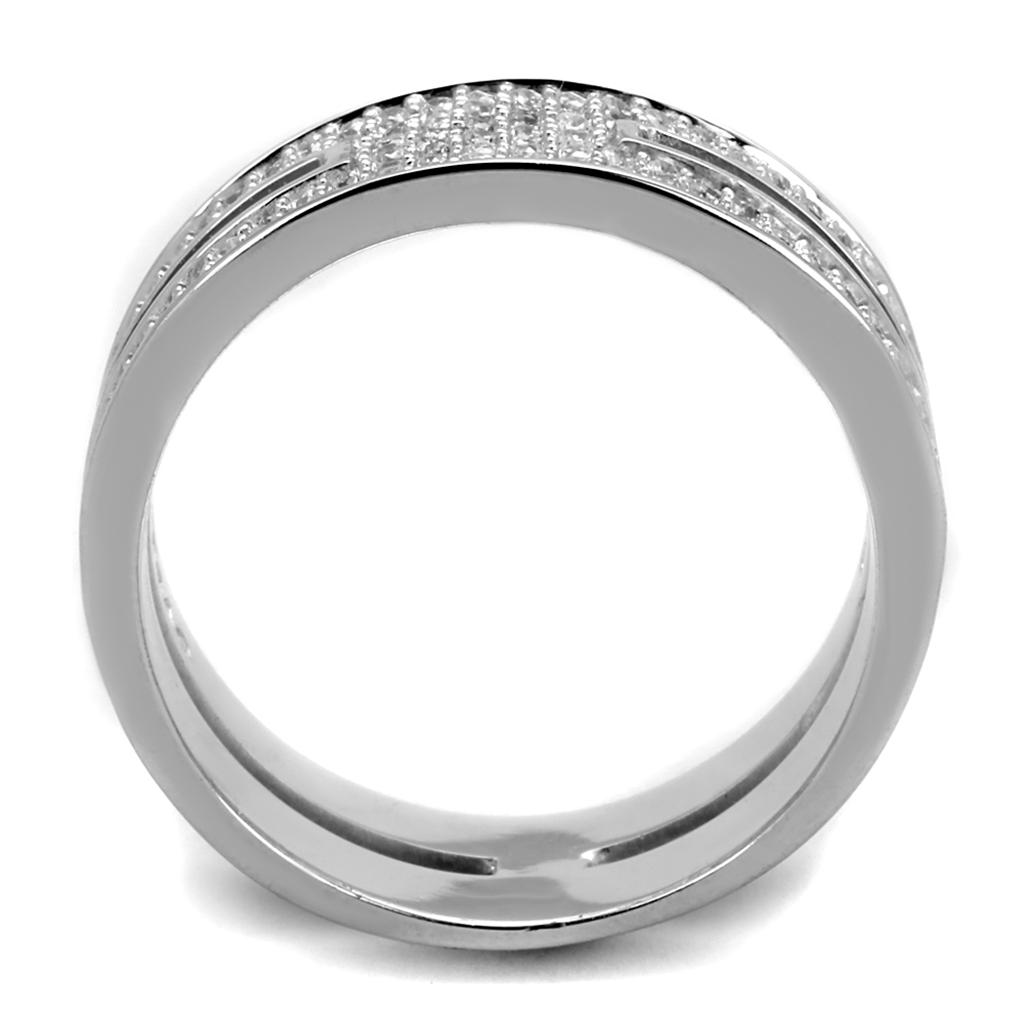 TS273 - Rhodium 925 Sterling Silver Ring with AAA Grade CZ  in Clear Alamode