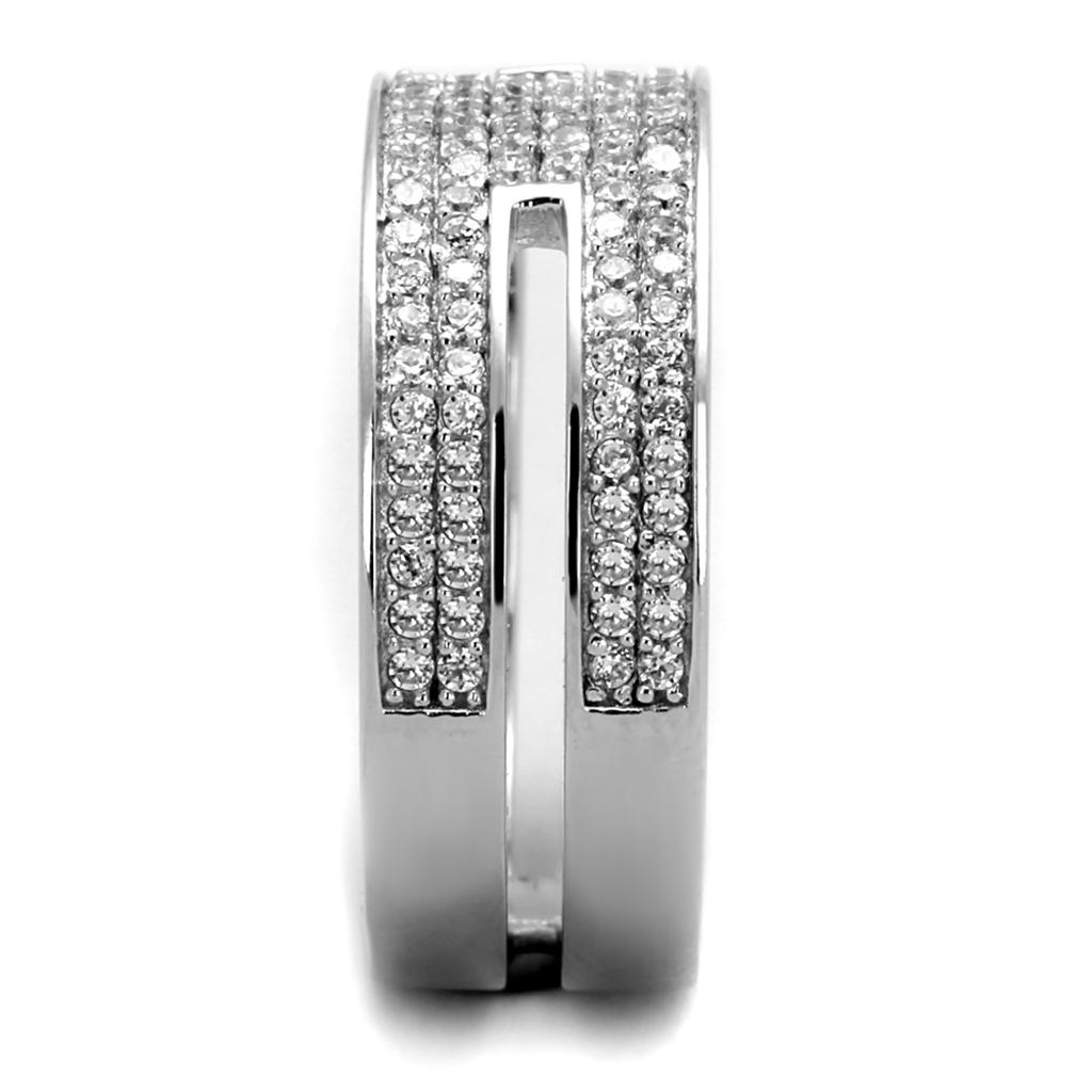 TS273 - Rhodium 925 Sterling Silver Ring with AAA Grade CZ  in Clear Alamode
