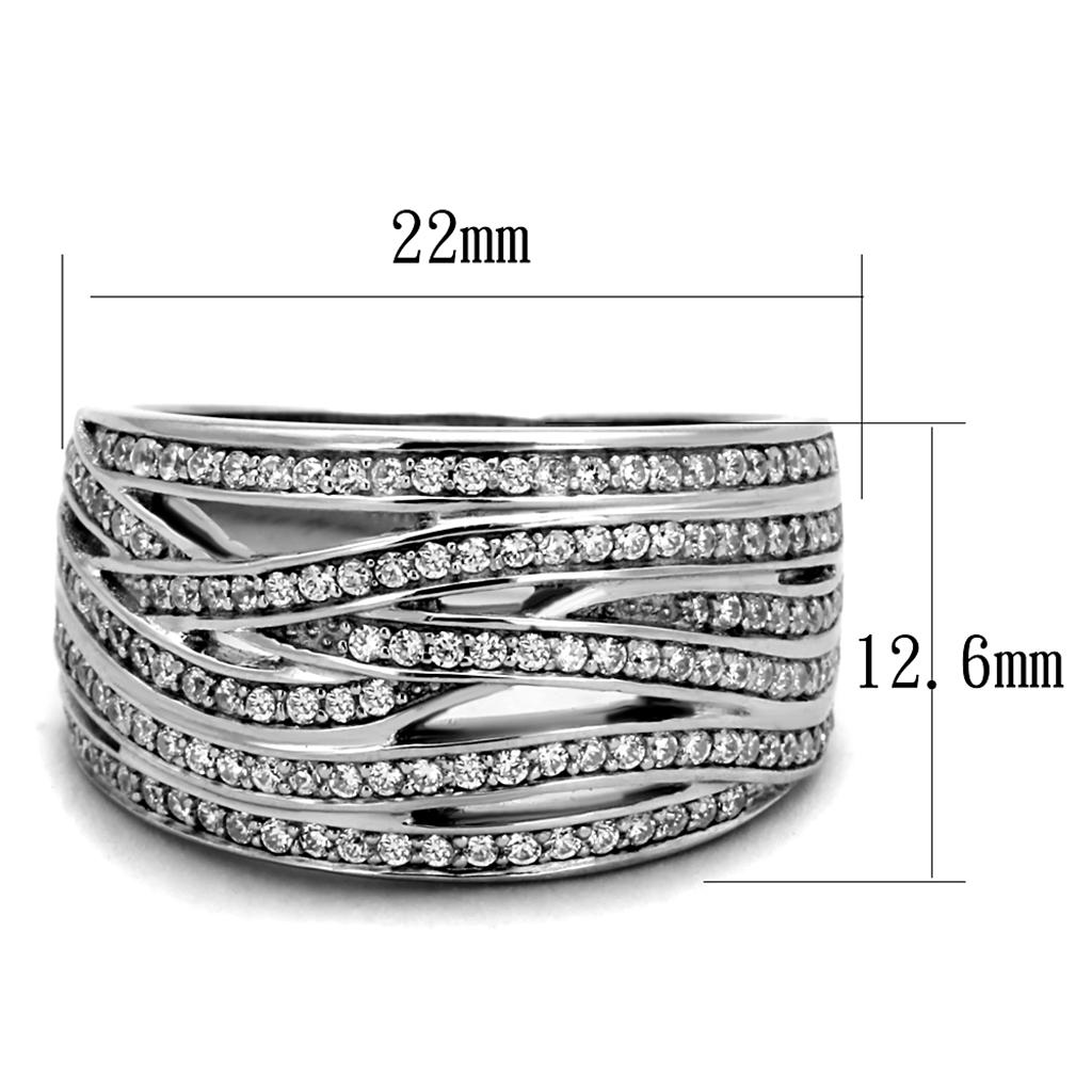 TS274 - Rhodium 925 Sterling Silver Ring with AAA Grade CZ  in Clear Alamode