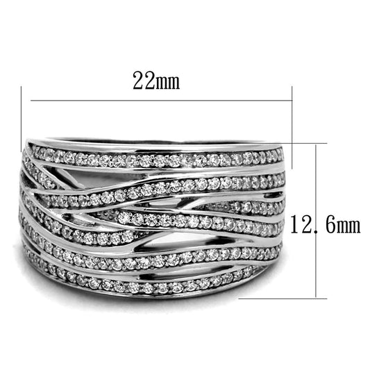 TS274 - Rhodium 925 Sterling Silver Ring with AAA Grade CZ  in Clear Alamode