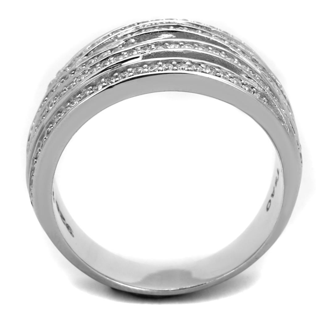 TS274 - Rhodium 925 Sterling Silver Ring with AAA Grade CZ  in Clear Alamode