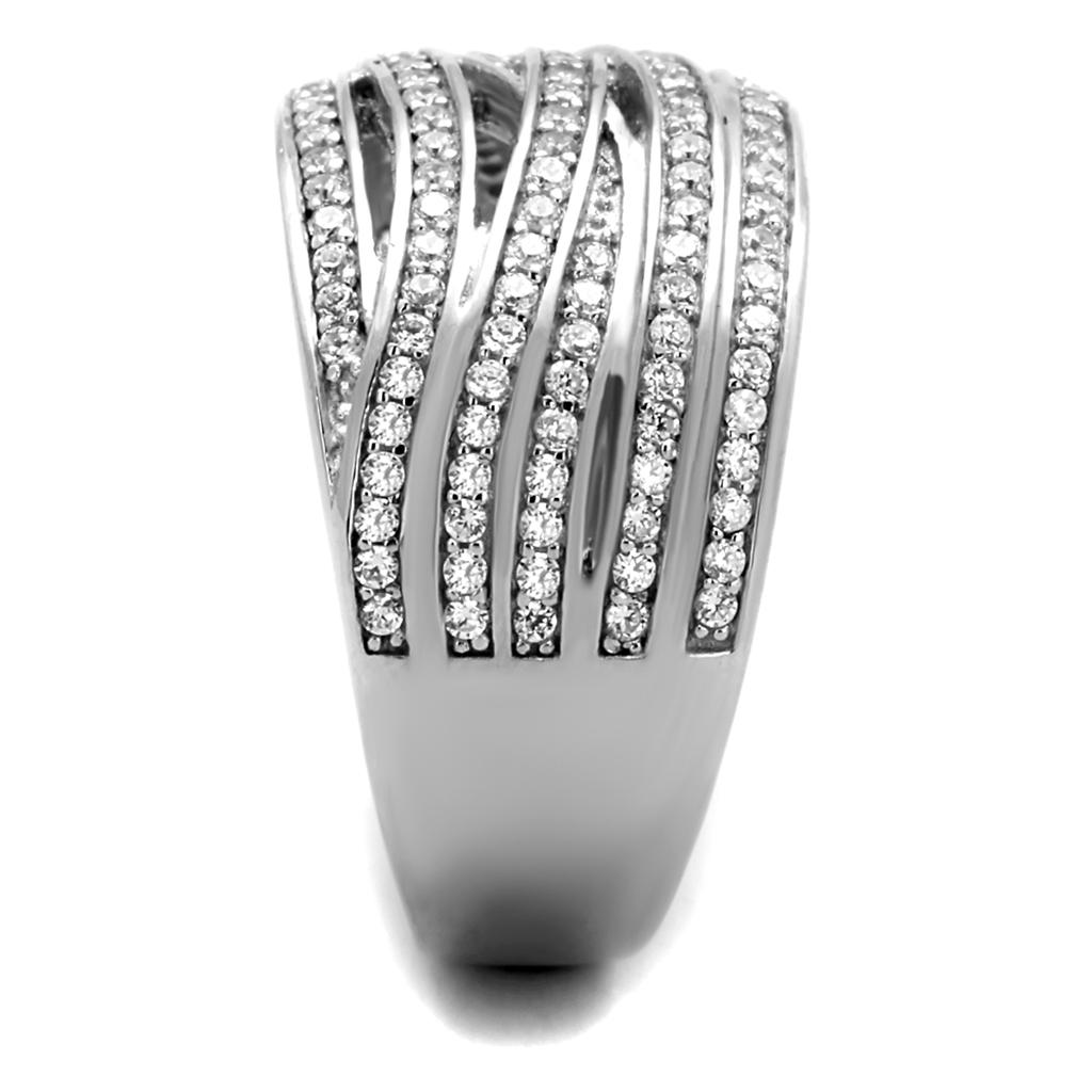 TS274 - Rhodium 925 Sterling Silver Ring with AAA Grade CZ  in Clear Alamode