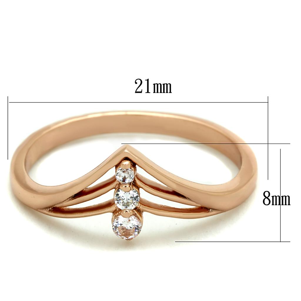 TS283 - Rose Gold 925 Sterling Silver Ring with AAA Grade CZ  in Clear Alamode
