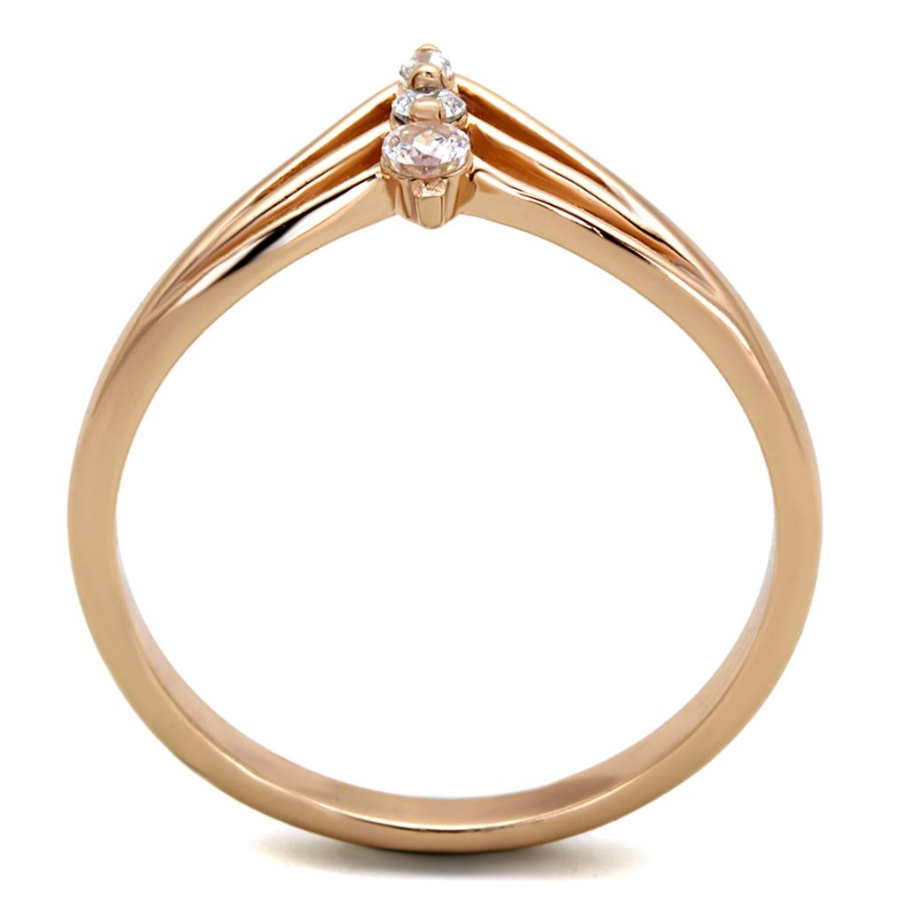 TS283 - Rose Gold 925 Sterling Silver Ring with AAA Grade CZ  in Clear Alamode