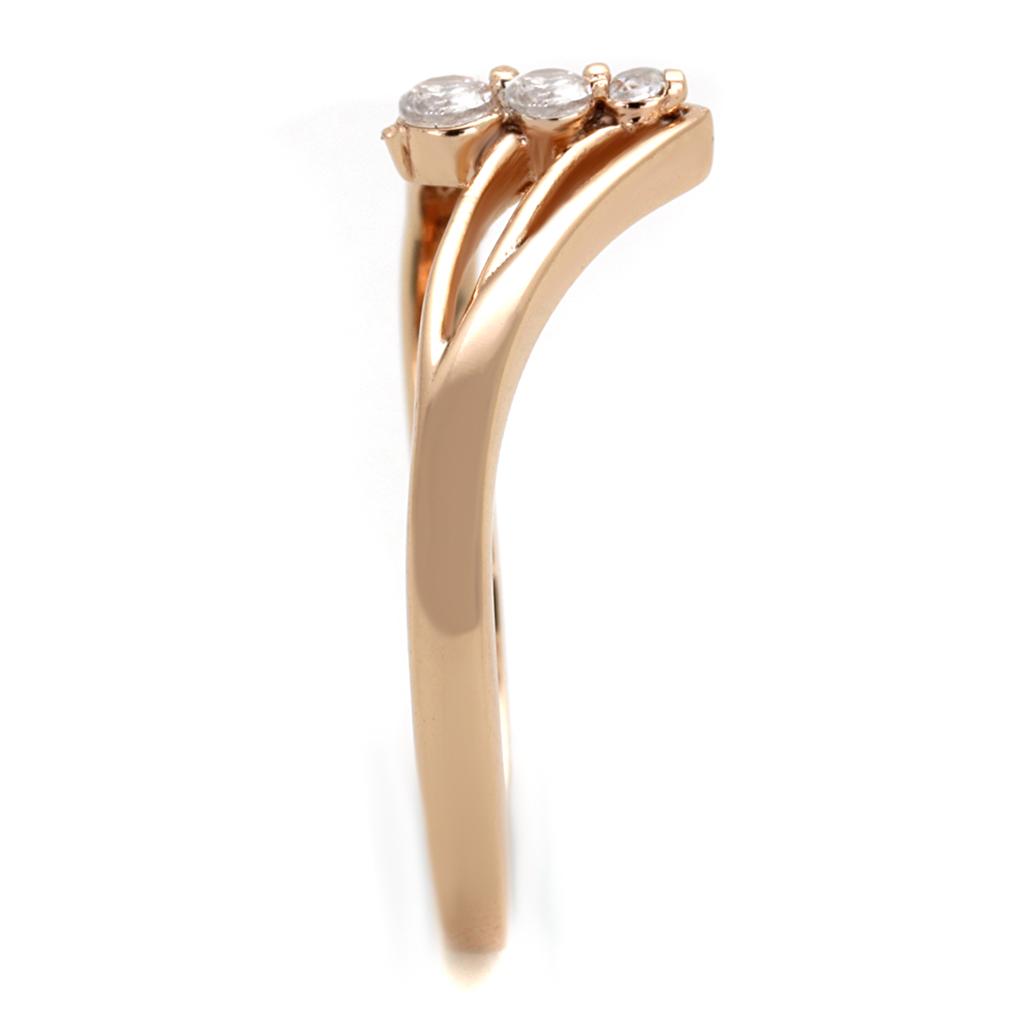 TS283 - Rose Gold 925 Sterling Silver Ring with AAA Grade CZ  in Clear Alamode