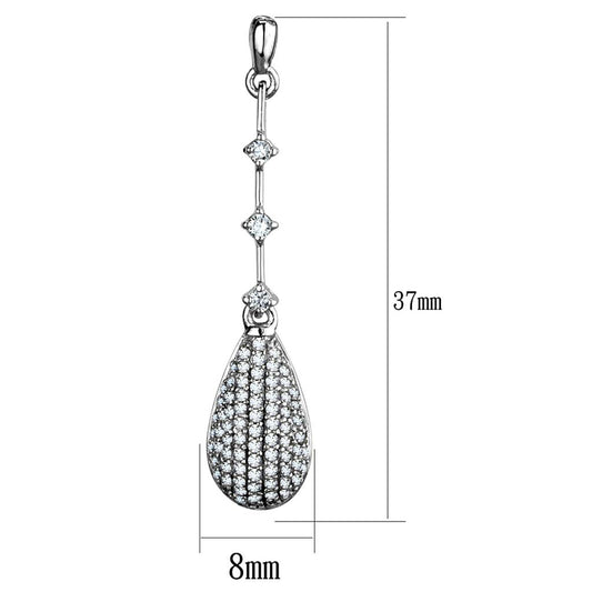 TS292 - Rhodium 925 Sterling Silver Earrings with AAA Grade CZ  in Clear-1