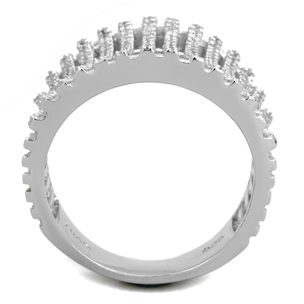 TS302 - Rhodium 925 Sterling Silver Ring with AAA Grade CZ  in Clear Alamode
